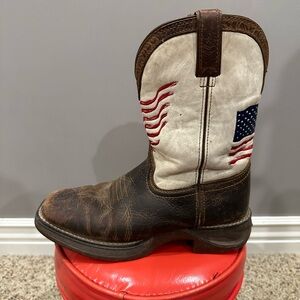 Durango Kids 8” Patriotic  Brown/White Western Flag Boot size 4 youth